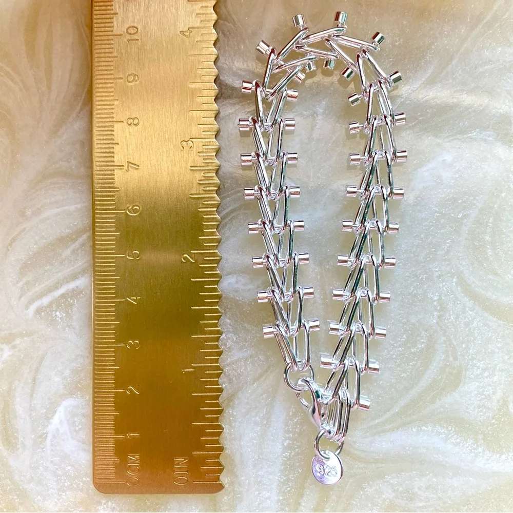 Sterling Silver Spike Link Bracelet - Silver - Picture 2 of 4